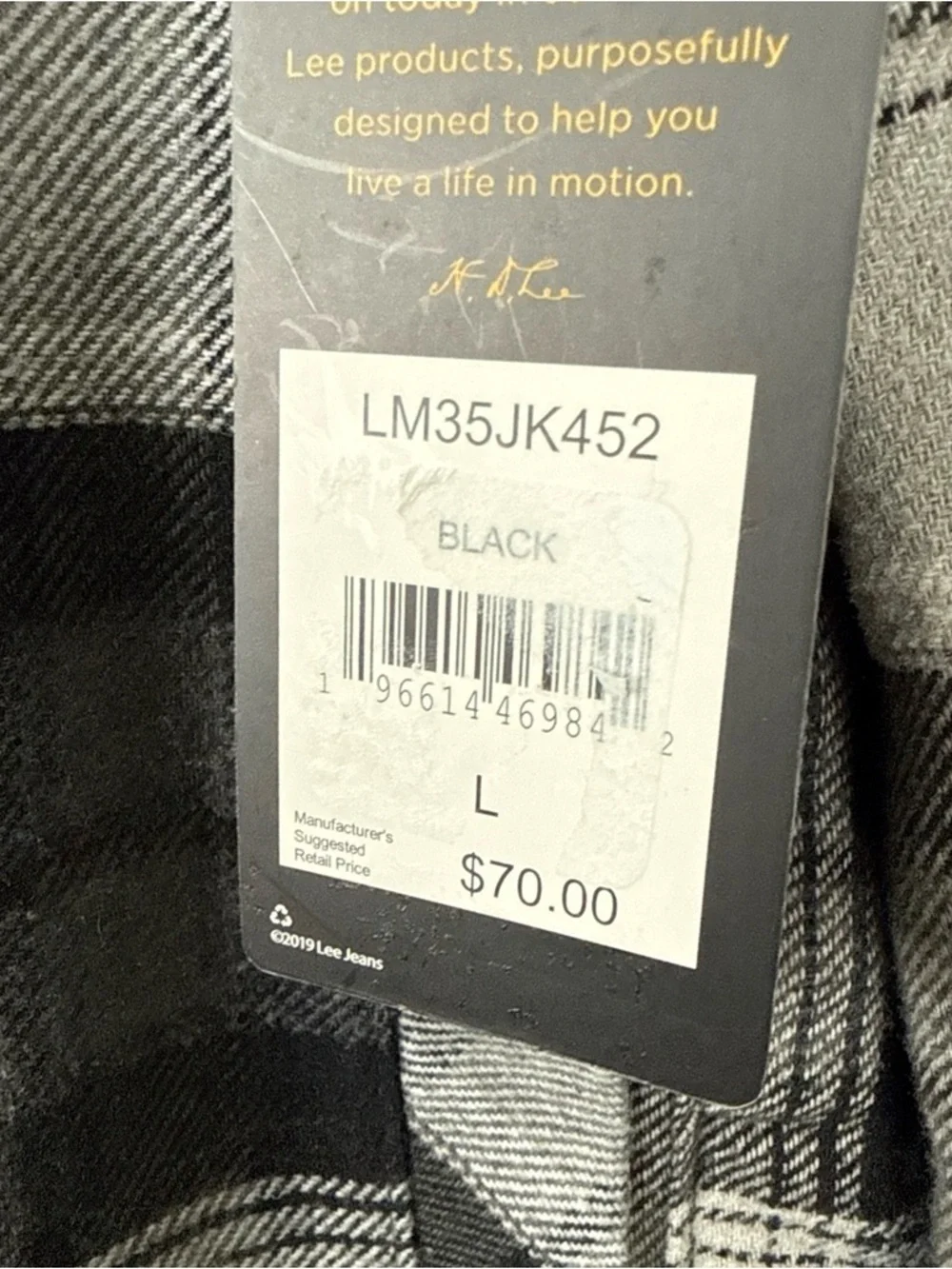 Lee Men’s Sherpa Lined Black/grey Plaid Button Up Shirt Jacket Size L NEW $70